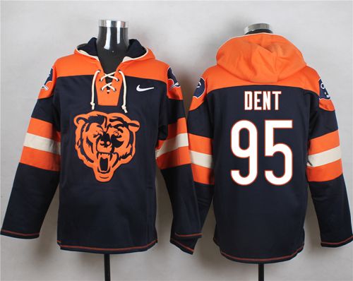 Nike Bears #95 Richard Dent Navy Blue Player Pullover NFL Hoodie - Click Image to Close